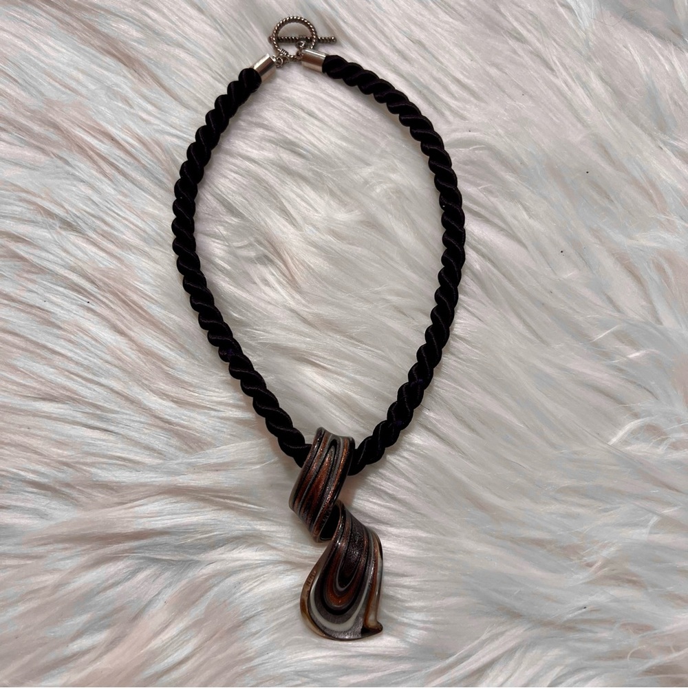 Vintage Glass Pendant Choker Necklace